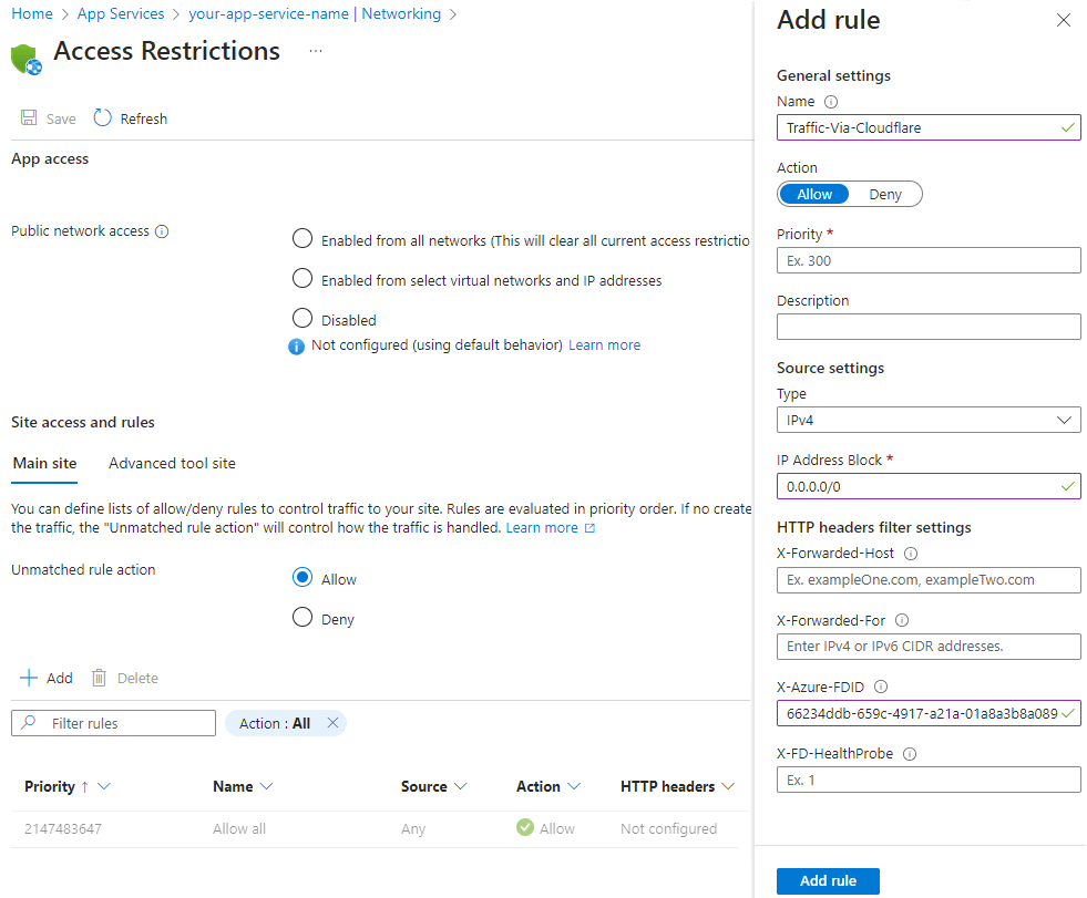 App Service Access Restrictions